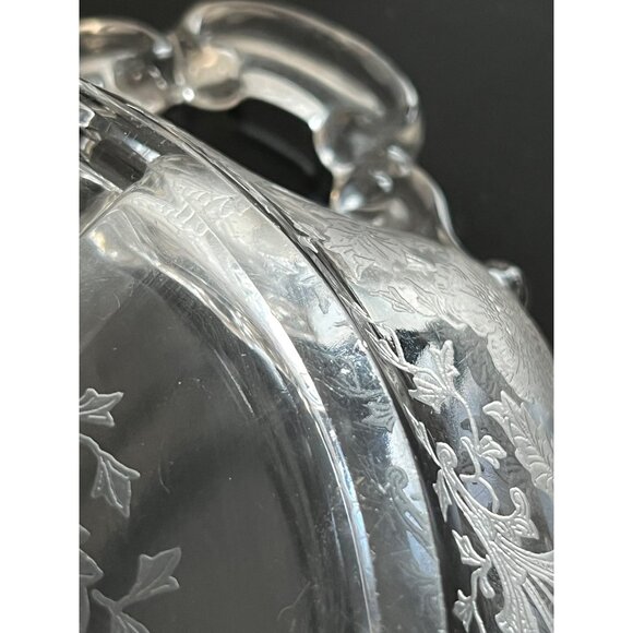 Cambridge Glass “Wildflower” Etched Divided Relish Dish with Handles - Picture 4 of 5